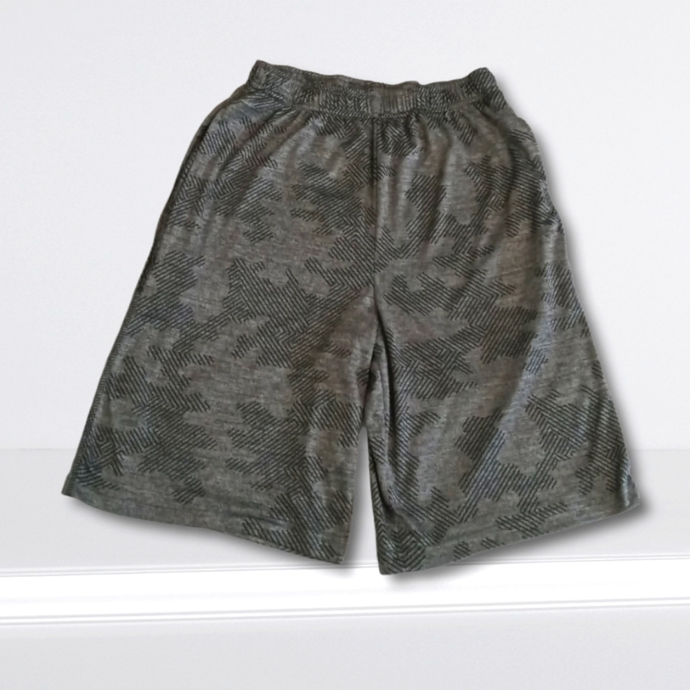 Black and gray camo athletic shorts by Zone Pro